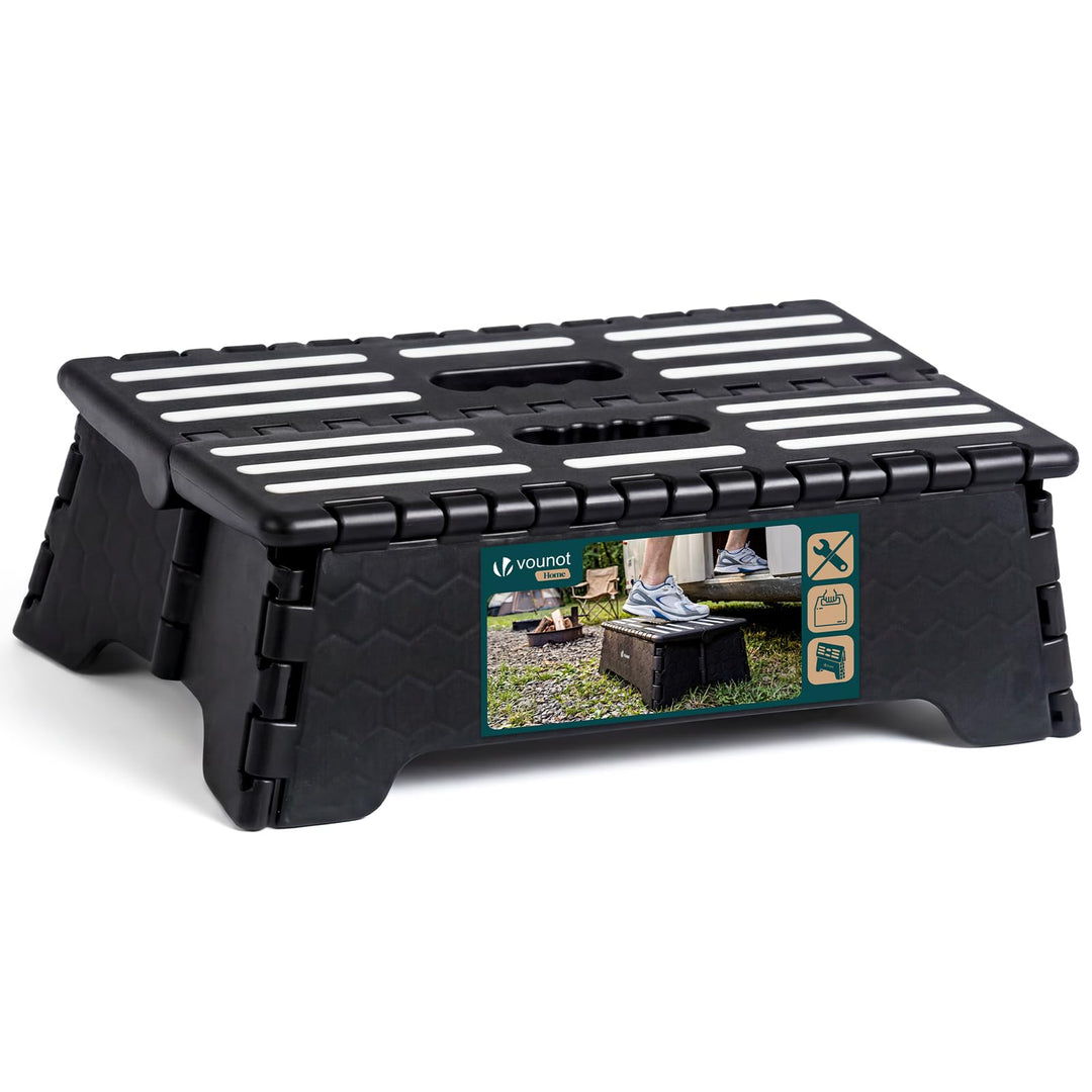 VOUNOT® Tritthocker Klappbar Rutschfester Trittstufe Klapphocker faltbar mit integriertem Griff, Tra