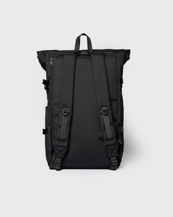 Sandqvist Icon Rolltop Backpack L Backpack Black/ Black With Black Leather, Black/ Black With Black