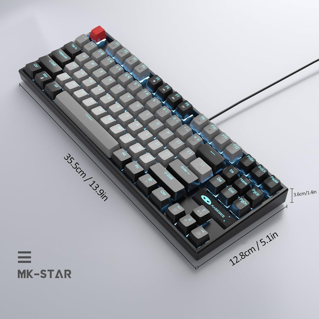 MageGee 75% Mechanische Gaming-Tastatur mit blauem Schalter, LED-Tastatur mit blauer Hintergrundbele
