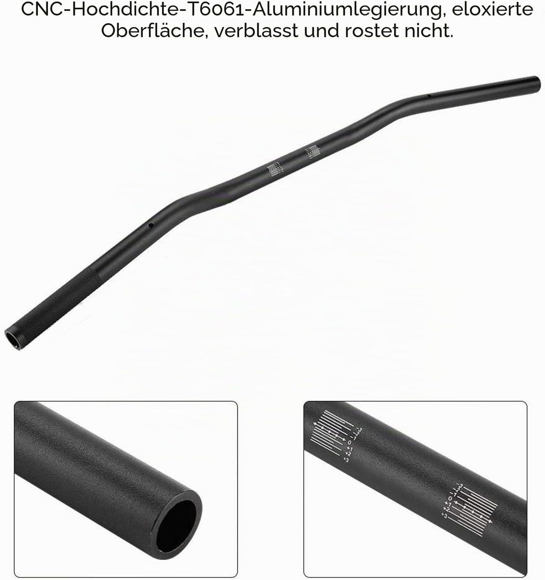Qiilu 22mm Durchmesser Aluminiumlegierung Retro Motorrad Geändert Lenker Flach(Matt-schwarz)