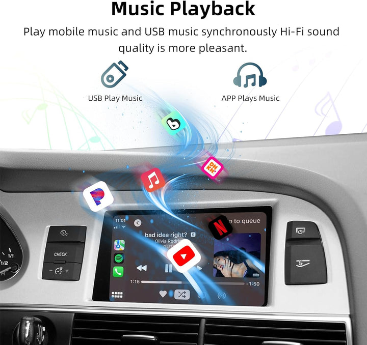 EZoneTronics Wireless CarPlay & Android Auto Retrofit Kit Decoder für Audi A6/Q7 2009-2015 mit MMI 3