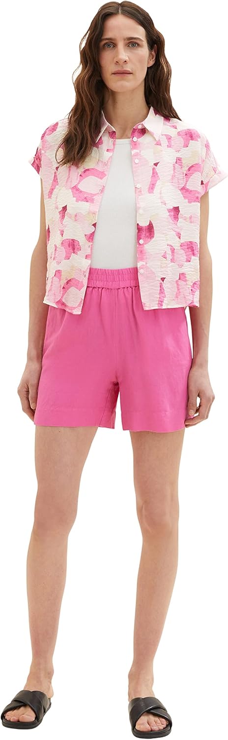 TOM TAILOR Damen Bluse mit Muster, 31803 - Pink Shapes Design