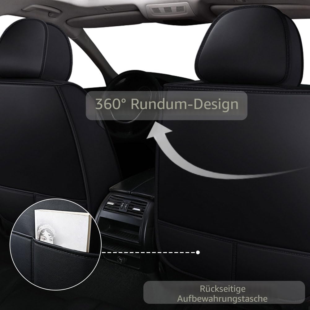 Sitzbezug Auto Vordersitze 2 Stück, Atmungsaktiver Eisseiden-Autositzbezüge PU Leder Universal Set,