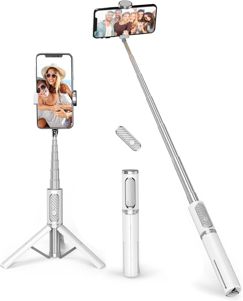 ATUMTEK Bluetooth Selfiestick Stativ, Mini Erweiterbar 3 in 1 Selfie Stange aus Aluminium mit Kabell