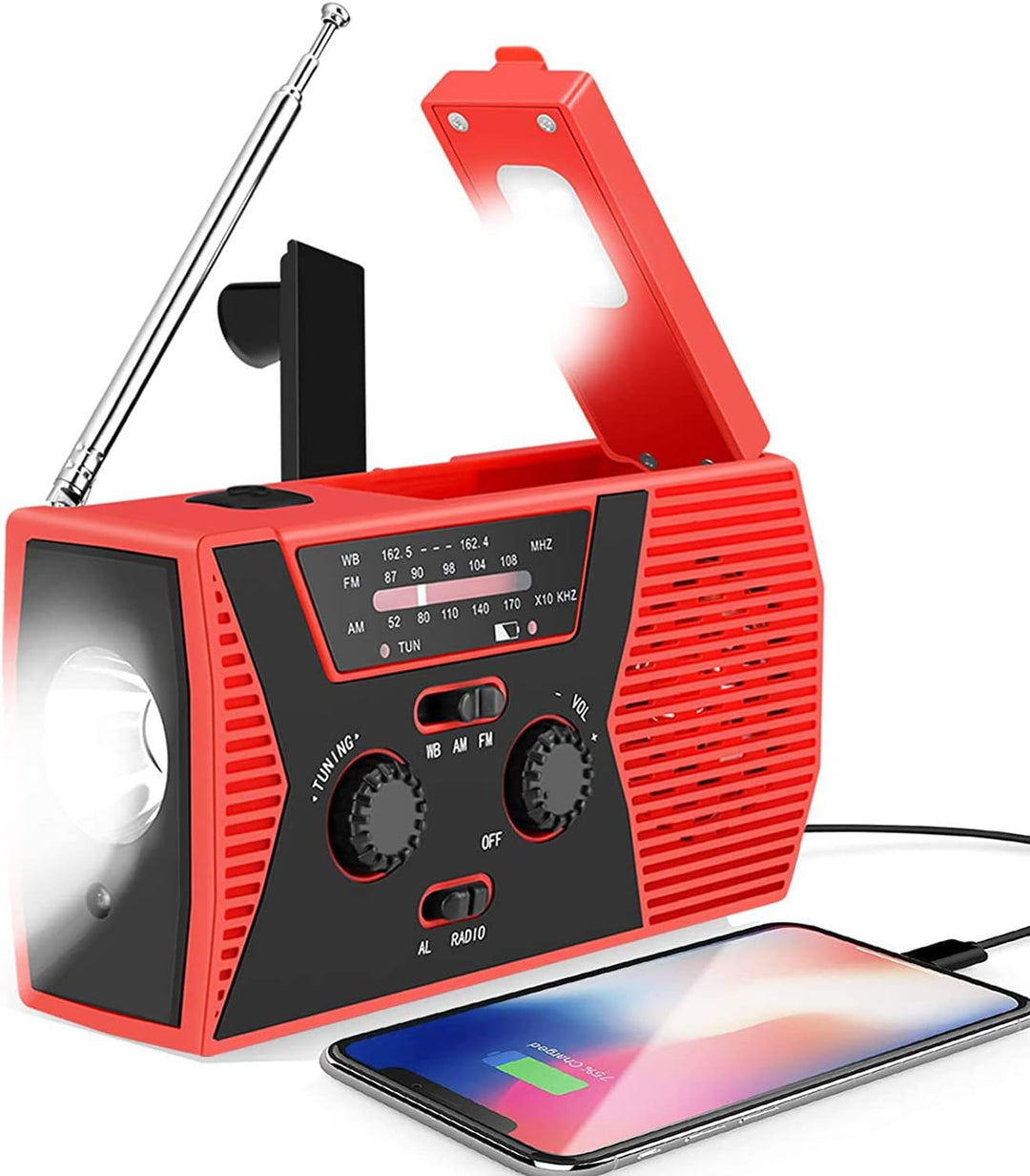 Multifunktionales Solar Radio Handkurbel, Wiederaufladbar 2000 mAh AM FM NOAA Notfallradio Kurbelrad