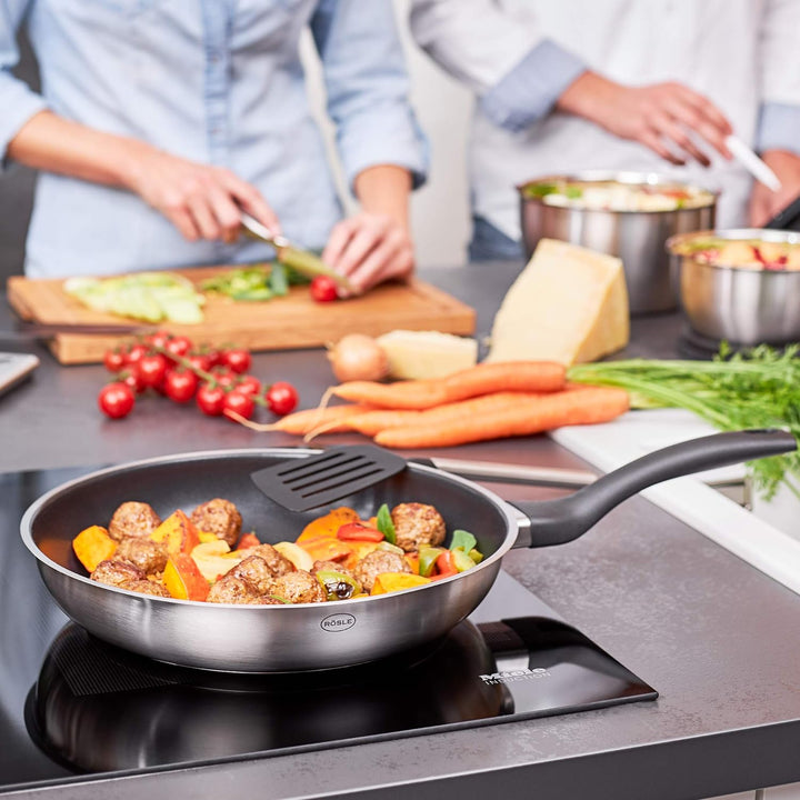 RÖSLE Basic Line Bratpfanne Ø 28 cm, Universalpfanne mit Antihaftversiegelung ProPlex, Edelstahl 18/