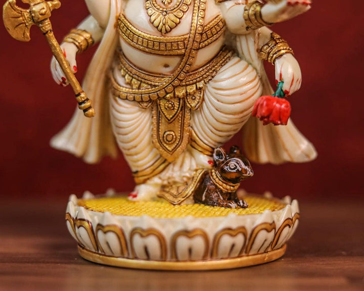 SHIVAJI ARTS Ganesh Statue, Lord Ganesha Statue, 19,1 cm, handgemalte Staubmarmor Ganesha, Ganesh fü