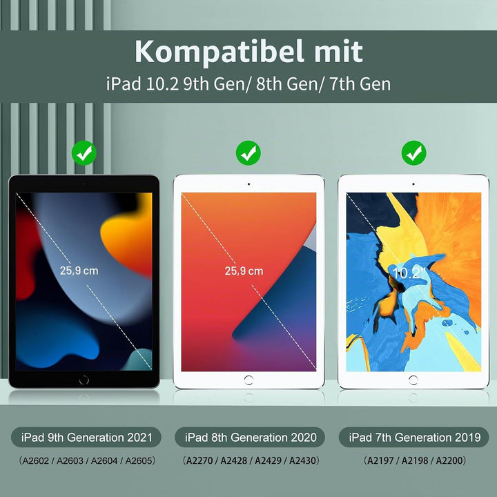 JKSML Tastatur Hülle für iPad 9./ 8./ 7. Generation (2021/2020/ 2019) mit Pencil Halter, Soft TPU Rü