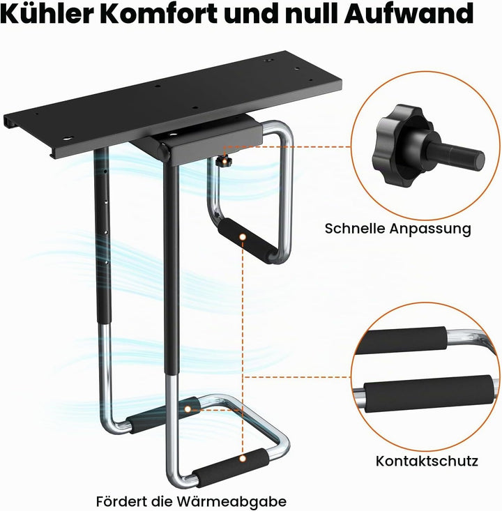Verstellbare PC Halterung Unter Schreibtisch mit Schiene,360°-Drehung PC Halterung für Schreibtisch