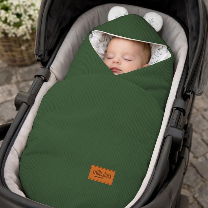 Baby Fusssack Einschlagdecke für Babyschale und Kinderwagen Grün, Grün