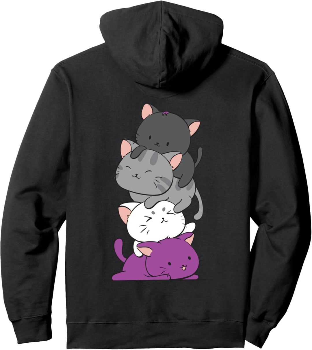 Asexueller Stolz Kawaii Cat Stapel Anime Pullover Hoodie