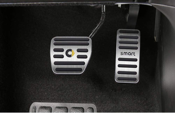 SHIFENG Für Smart 453 Fortwo Forfour Gaspedal Bremspedal Abdeckung Zubehör (Silber, Smart-Logo)