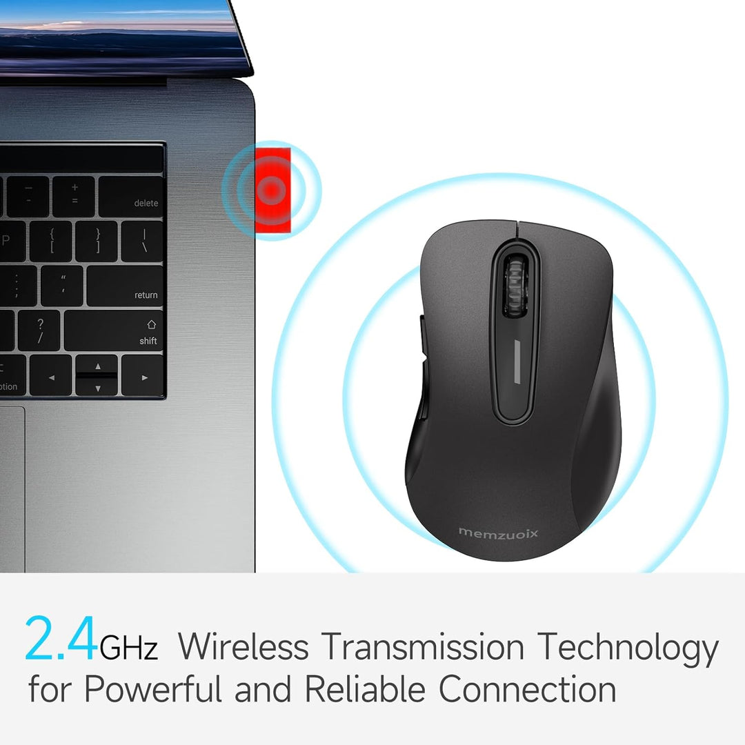 memzuoix Kabellose Maus 2.4GHz, Tragbare Optische Wireless Maus 1400 DPI mit Mini-USB-Empfänger, 5 T