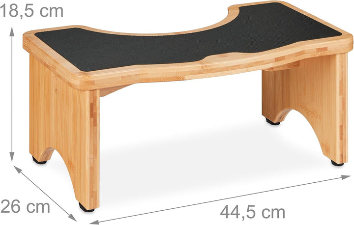 Relaxdays Toilettenhocker, Stuhlgang Unterstützung, Klohocker Erwachsene, Bambus, HBT 18,5 x 44,5 x