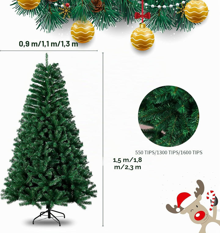 SHAVINGFUN Künstlicher Weihnachtsbaum,PVC Weihnachtsbaum,mit 1300 Spitzen und Schnellaufbau Klapp-Sc