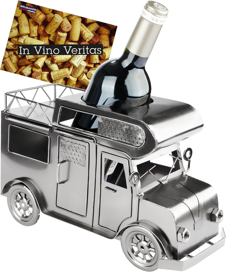 BRUBAKER Weinflaschenhalter Wohnmobil - Metall Flaschenhalter Camping - Wein Geschenk für Camper - F