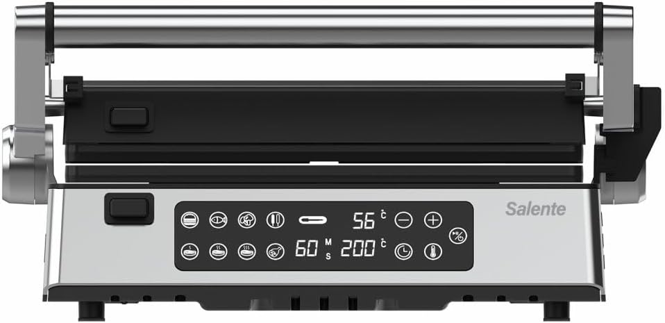 FlamePro Kontaktgrill mit externem Temperaturfühler, 8 Programme, antihaftbeschichtete Grillplatte,