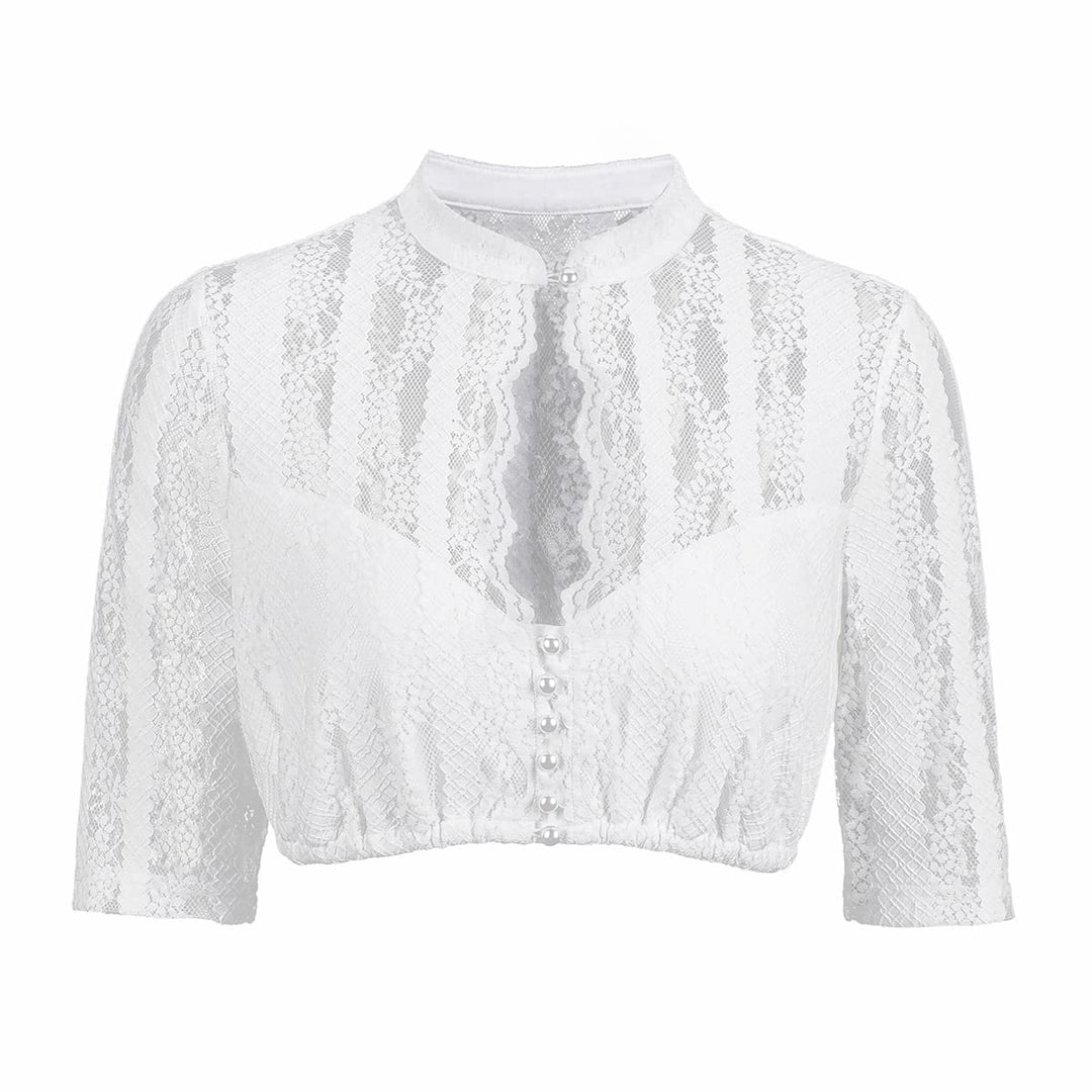 Dirndlbluse Damen Trachtenbluse Creme Dirndl Bluse für Bavarian Oktoberfest 34 Creme-37, 34 Creme-37