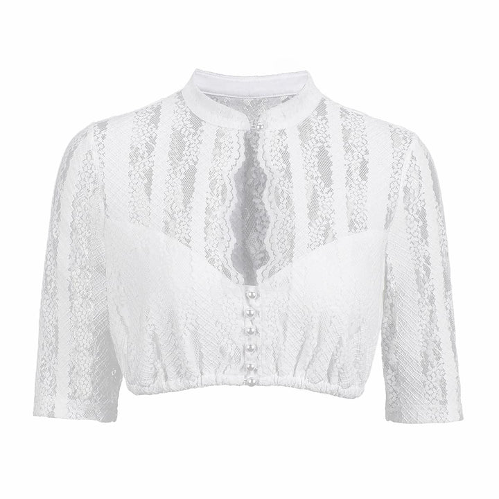 Dirndlbluse Damen Trachtenbluse Creme Dirndl Bluse für Bavarian Oktoberfest 34 Creme-37, 34 Creme-37