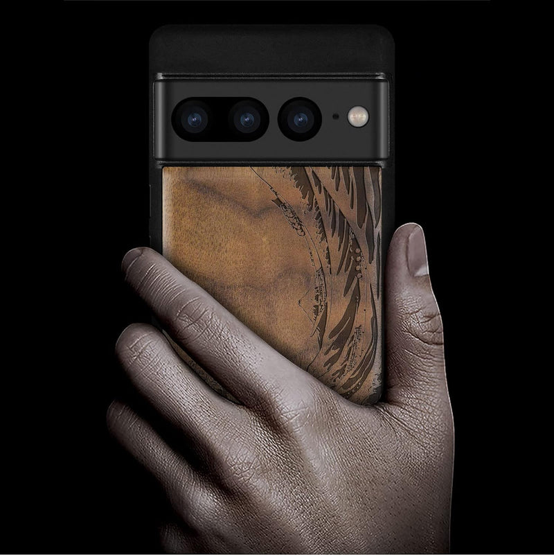 Carveit Handyhülle für Google Pixel 7 Pro Case [Holz und TPU Silikon Hybrid hülle] Stossfeste Stosss