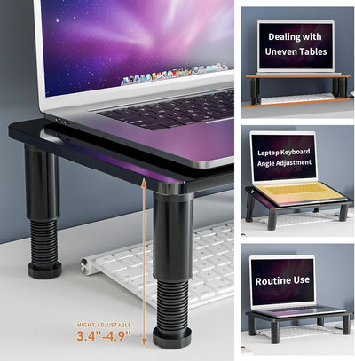 2 Packungen Computer-Monitor Ständer Bildschirmerhöhung mit schwarz Glas für Laptop, Computer, PC, B