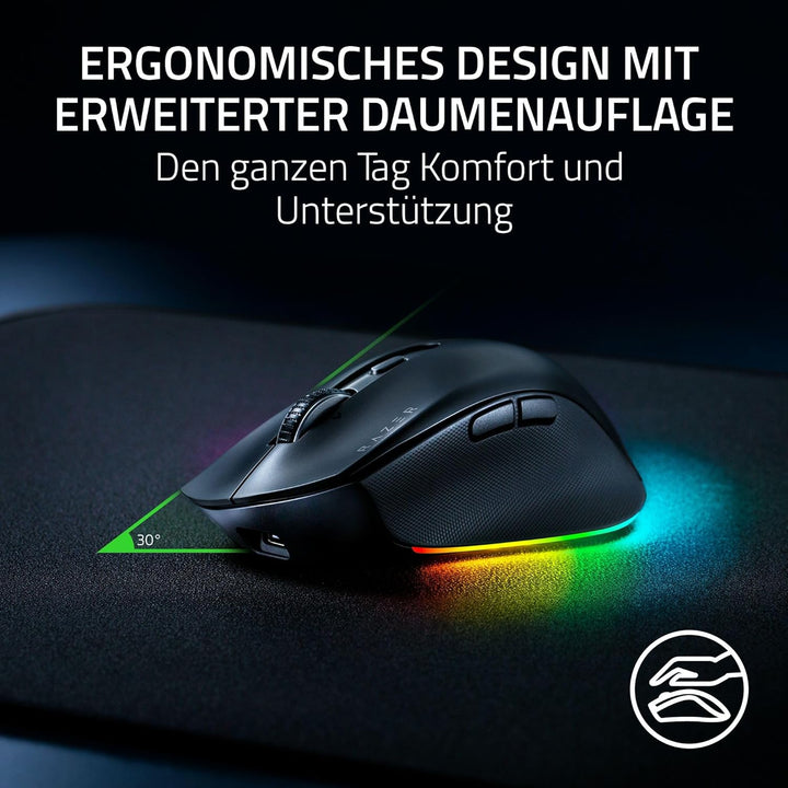 Razer Pro Click V2 - Kabellose ergonomische Maus - KI Prompt Assistenz - 30K Optical Sensor - 3,5 Mo