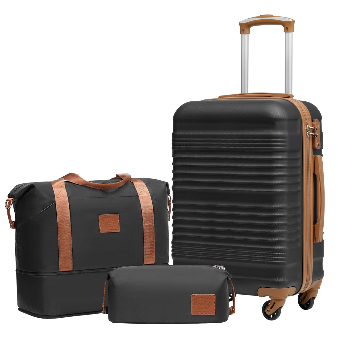 COOLIFE Koffer-Set Trolley Koffer ABS Hartschale Reisekoffer 4 Rollen TSA-Schloss einziehbarer Troll