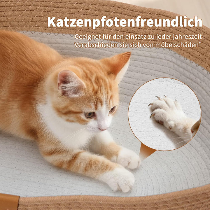 Mittimiya Baumwollseilen Gewebtes Katzenbett mit Kissen, 55 X 40 X 17 cm Krallen-SchleifbestäNdiges