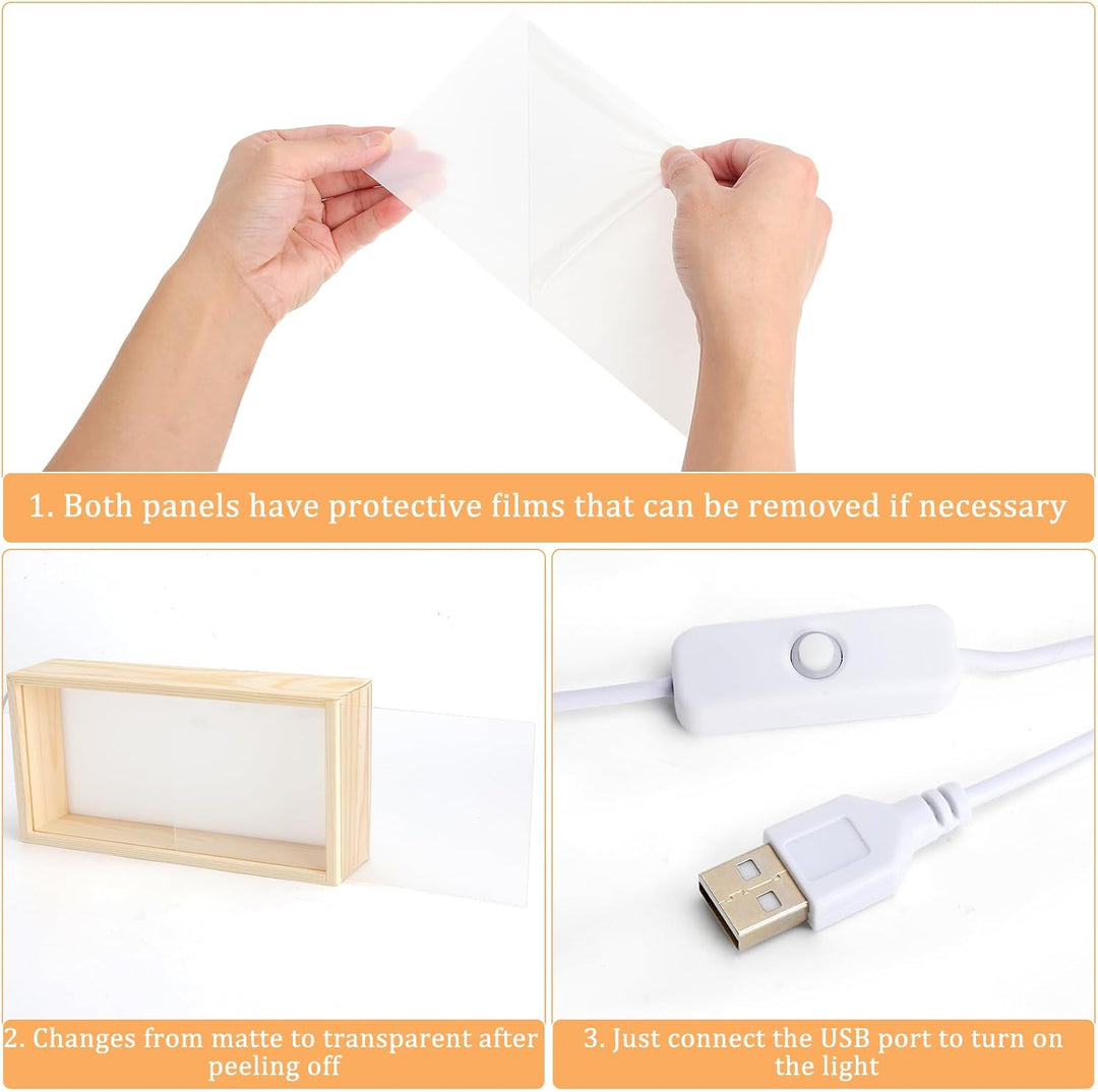 3D Bilderrahmen zum Befüllen, 26*6*13cm Objektrahmen Holz, leuchtender Fotorahmen, LED-Display-Artik