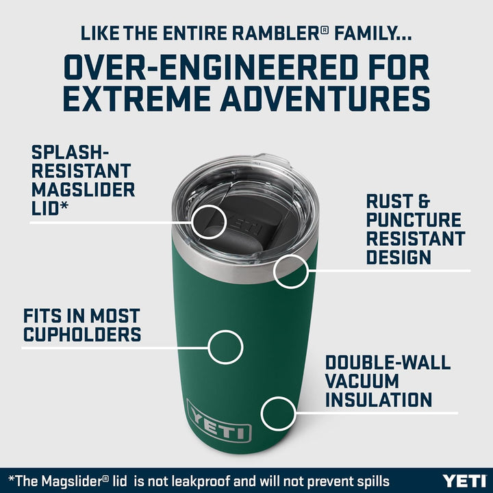 YETI Rambler Thermobecher 10 oz (295 ml) Black Forest Green – Kaffeebecher To Go, Thermotasse mit ab