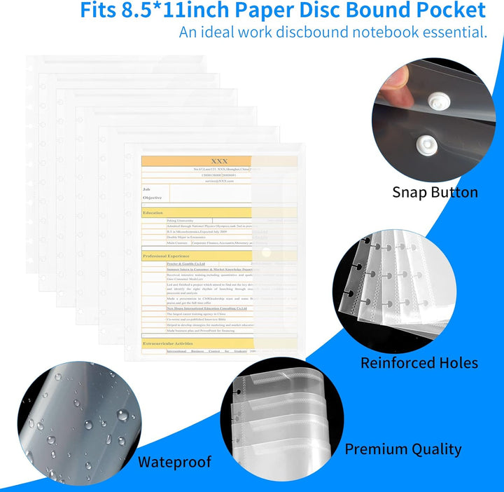 6 Stück 21,6 x 27,9 cm Discbound Pocket Letter Size Discbound Planer Notizbuch Discbound Umschlag Zu