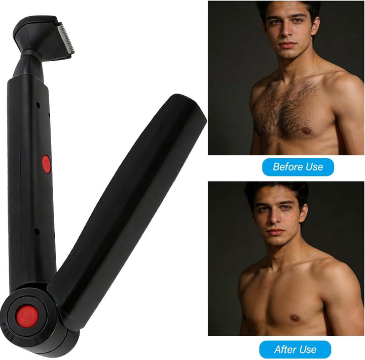 Rückenrasierer Herren, Verstellbare Körperrasierer Herren mit Doppelmesserkopf und Ergonomischer Arm