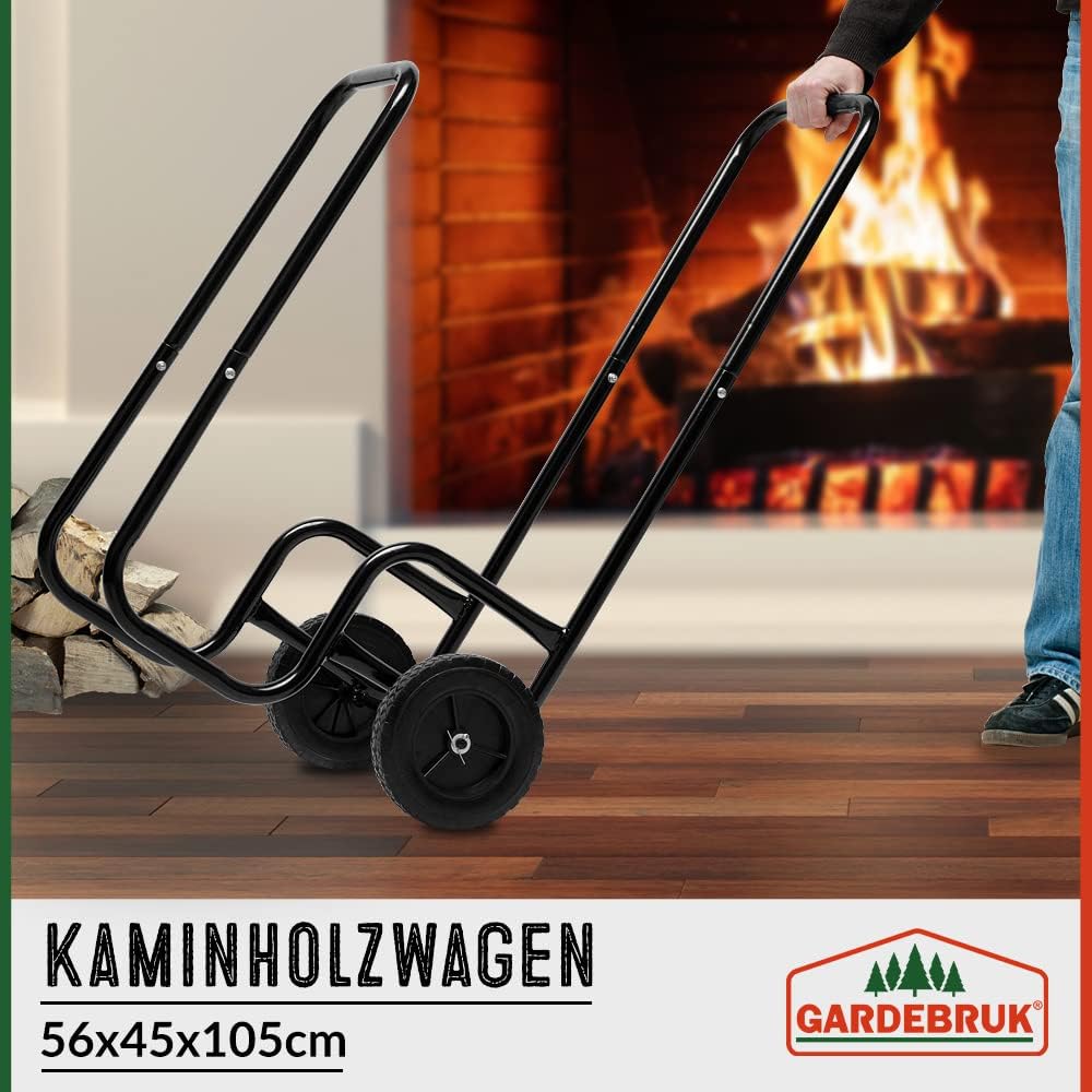Gardebruk Kaminholzwagen Gross 105x56x45cm 80 kg Stahl Brennholzkarre Holzwagen Holzkorb Sackkarre T