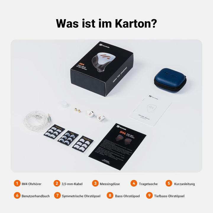 Fosi Audio IM4 Offene Hi-Fi-In-Ear-Monitor-Kopfhörer, 10-mm-Beryllium-Treiber, N52-Doppelmagnet und