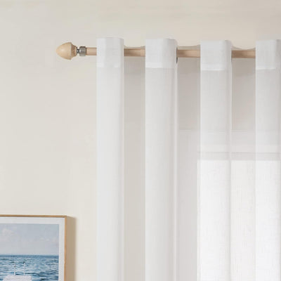 MIULEE 2er Set Voile Vorhang Sheer Leinenvorhang mit Ösen Transparente Leinen Optik Gardine Ösenscha