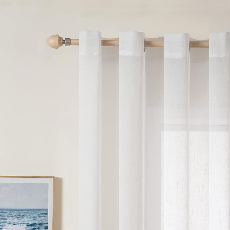 MIULEE 2er Set Voile Vorhang Sheer Leinenvorhang mit Ösen Transparente Leinen Optik Gardine Ösenscha
