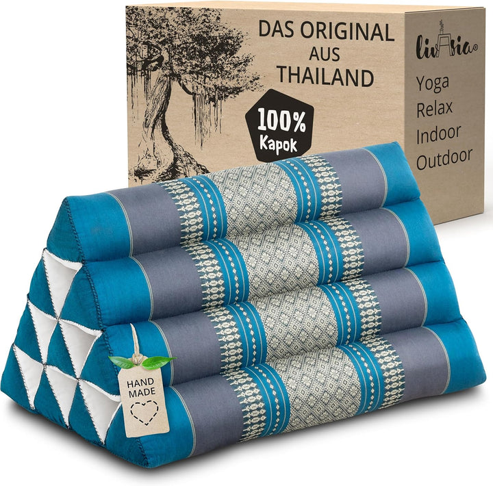 livasia Rückenstützkissen mit Muster, Dreieckskissen für den Garten, Keilkissen mit Kapok, vegan und