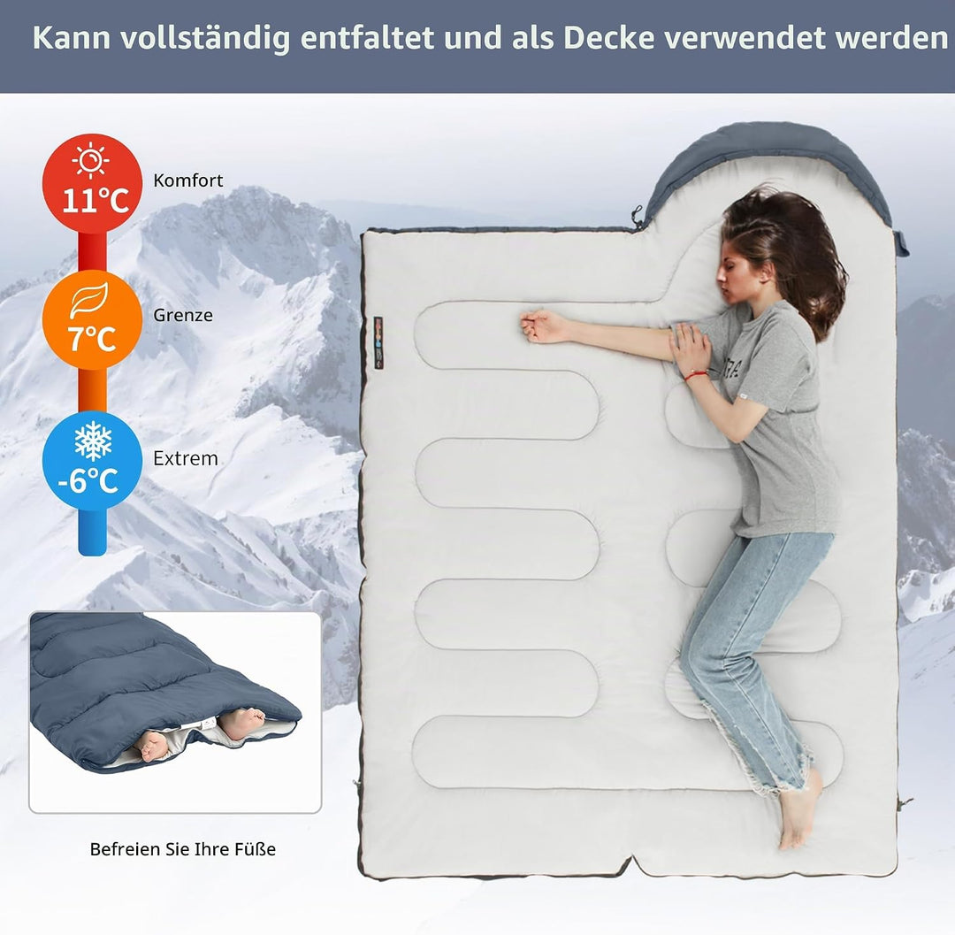 Naturehike Camping Schlafsack in Deckenform mit Kapuze | Geeignet für Alle vier Jahreszeiten, Leicht