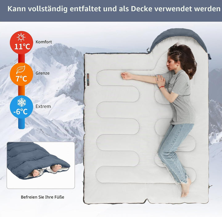 Naturehike Camping Schlafsack in Deckenform mit Kapuze | Geeignet für Alle vier Jahreszeiten, Leicht