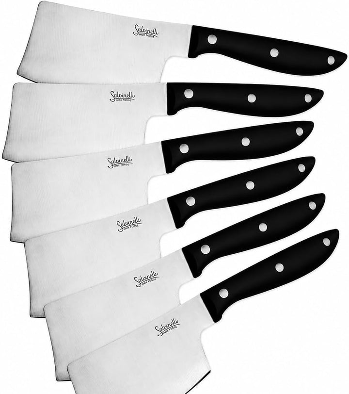 Salvinelli BISTROT glattes Manarettamesser, geschmiedeter Edelstahl, Fleischmesser 6 Stück, Klinge 7