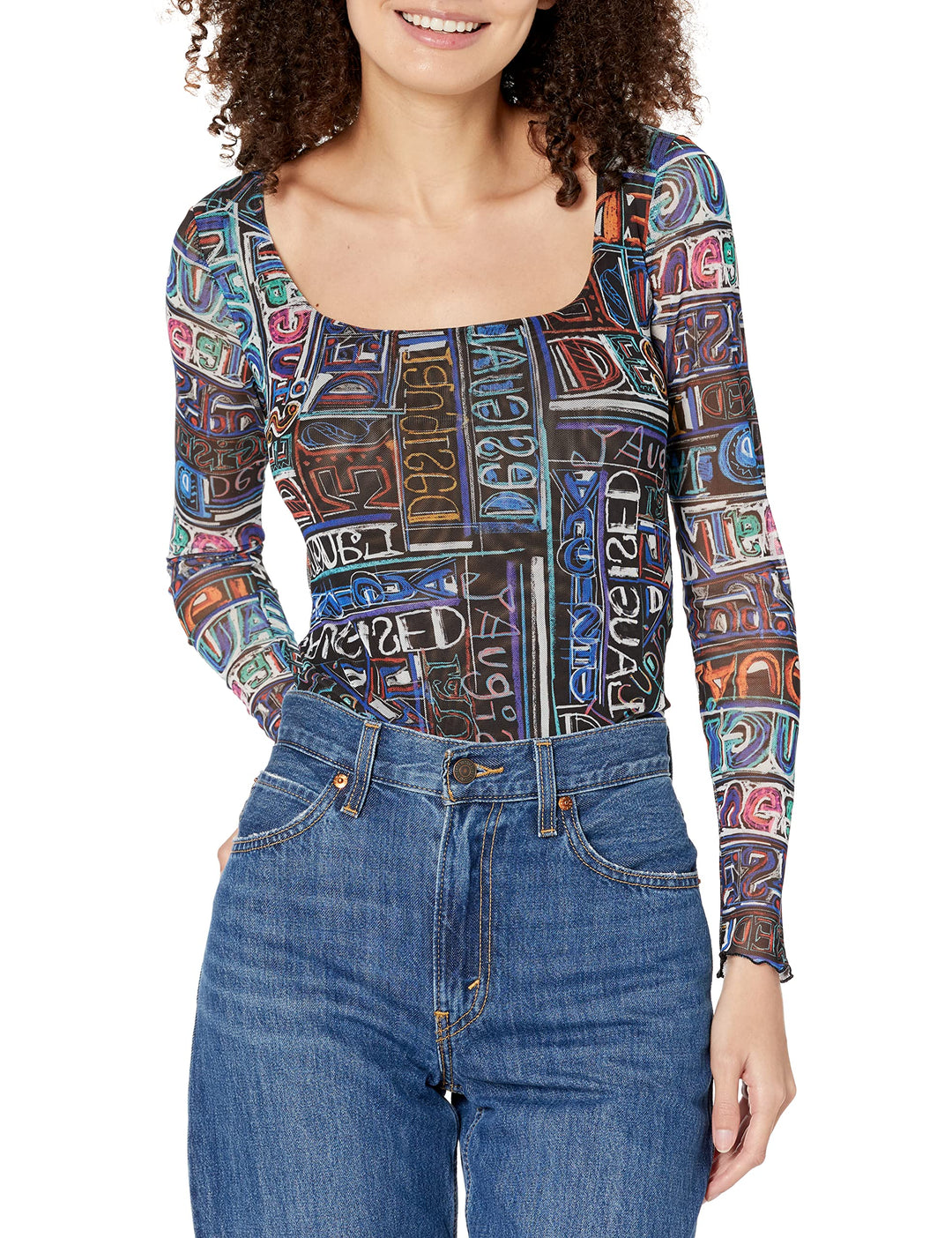 Desigual Damen Blouse XXL Schwarz, XXL Schwarz