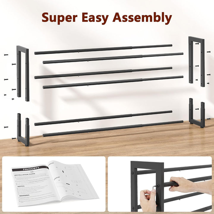 FAVOOSTY 3 Ebenen Schuhregal Metall Ausziehbares Schwarz, Verstellbar Platzsparend, Shoes Rack, Robu