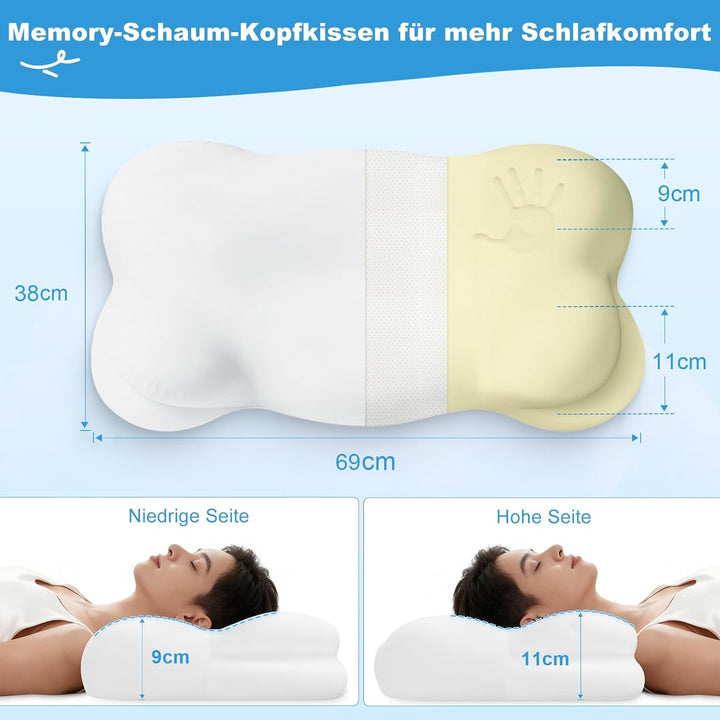 Mailirious Nackenkissen Kopfkissen, Memory Foam Kissen, Ergonomisches Nackenstützkissen Lindert Nack