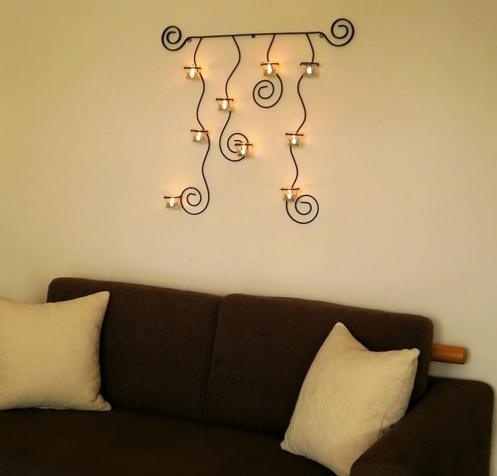 DanDiBo Wandteelichthalter LYSA Wandkerzenhalter Metall 74 cm Teelichthalter Kerzenhalter Schwarz, S