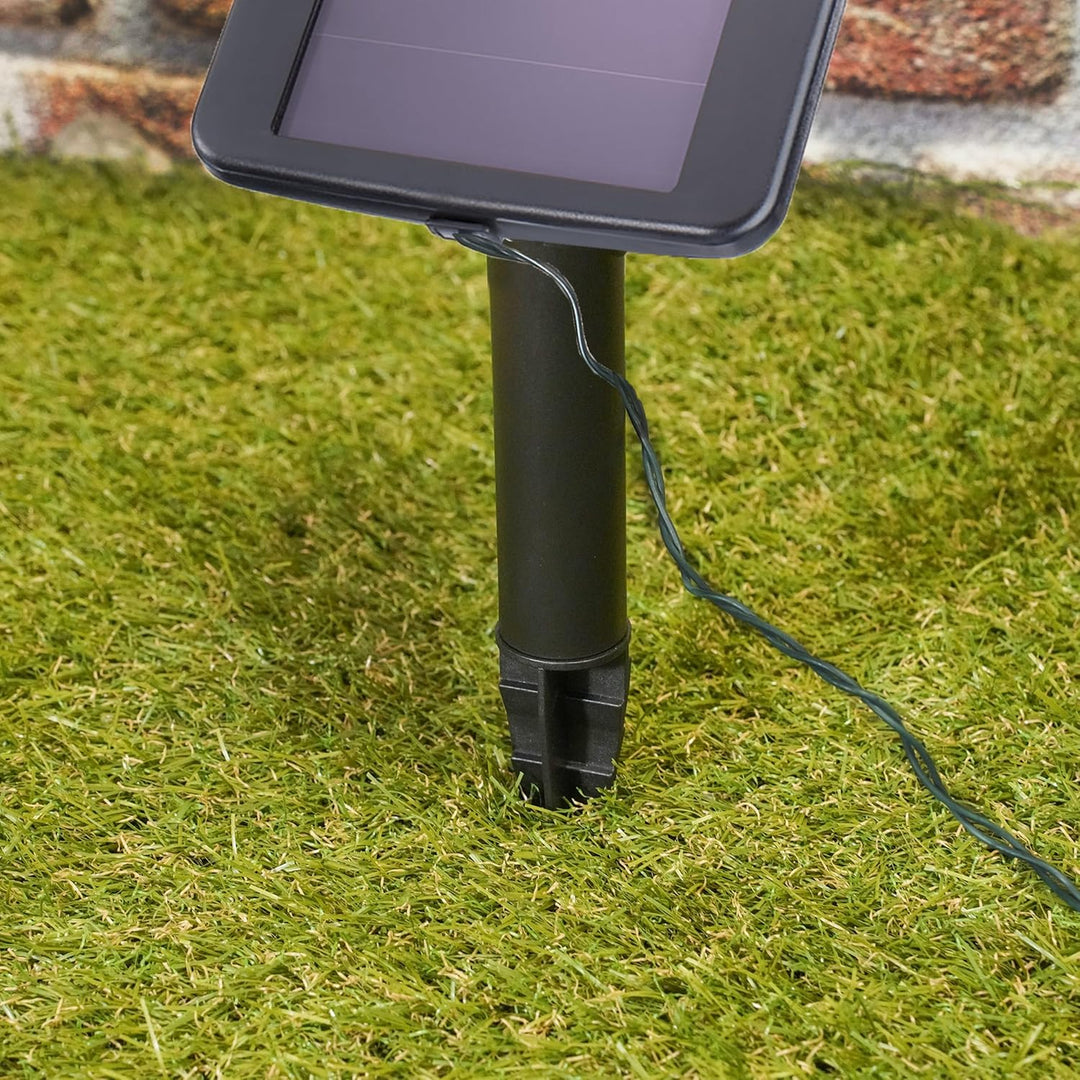 Esotec Solar Lichtschlauch, 10m, 100 LEDs, warmweiss, Zuleitung 2m, Akku, Solarmodul, Erdspiess, Win