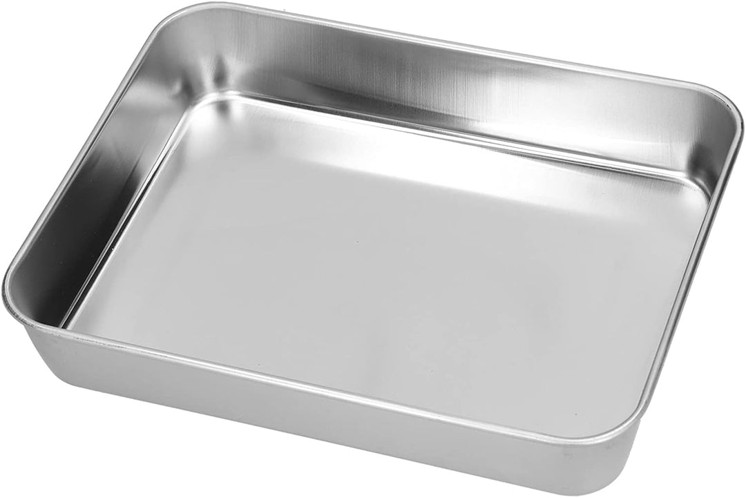 Edelstahl Rechteckig Bratblech, Antihaft Grillschale Bräter mit Gitterrost für Backen, Grillen und B