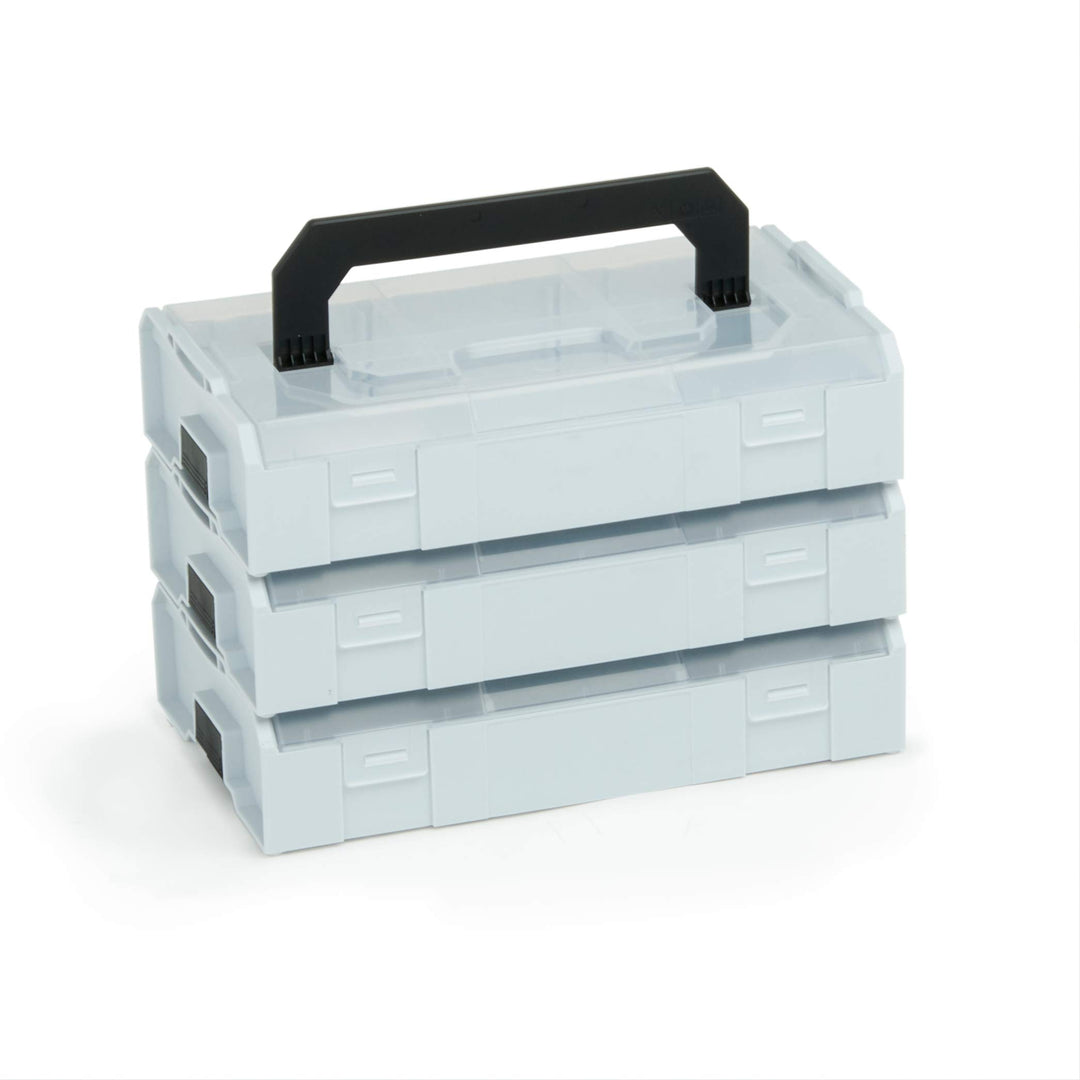 Bosch Sortimo L-BOXX Mini Set | 3x L BOXX Mini grau mit transparentem Deckel | Sortierkasten Schraub