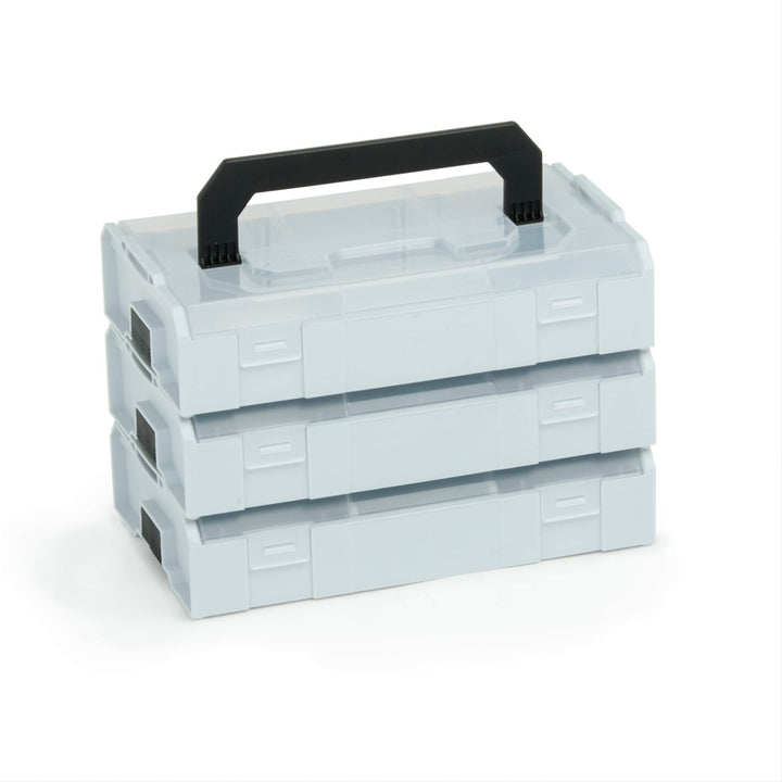 Bosch Sortimo L-BOXX Mini Set | 3x L BOXX Mini grau mit transparentem Deckel | Sortierkasten Schraub