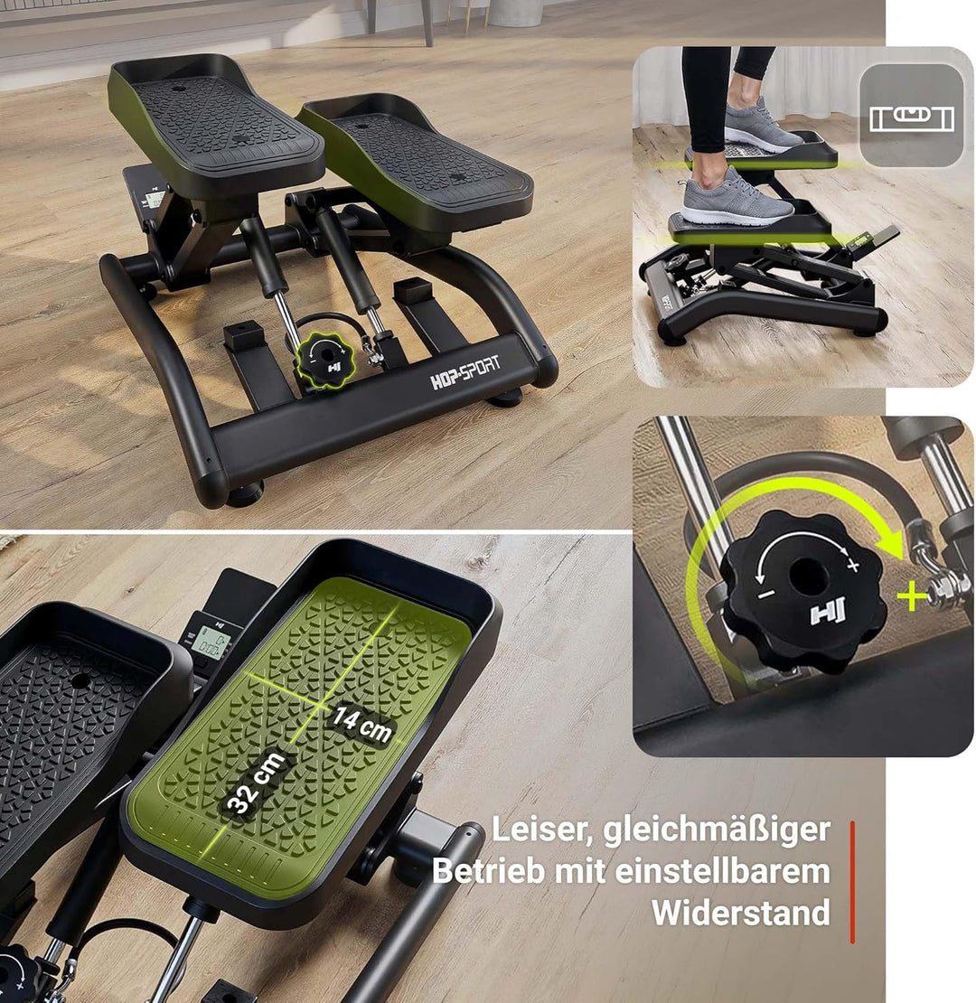 HOP Sport® Mini-Stepper für Zuhause 2 in 1 Up-Down Stepper HS-050B, Hometrainer für Zuhause mit LCD-