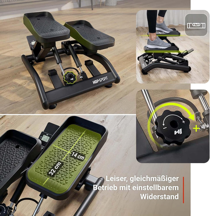 HOP Sport® Mini-Stepper für Zuhause 2 in 1 Up-Down Stepper HS-050B, Hometrainer für Zuhause mit LCD-